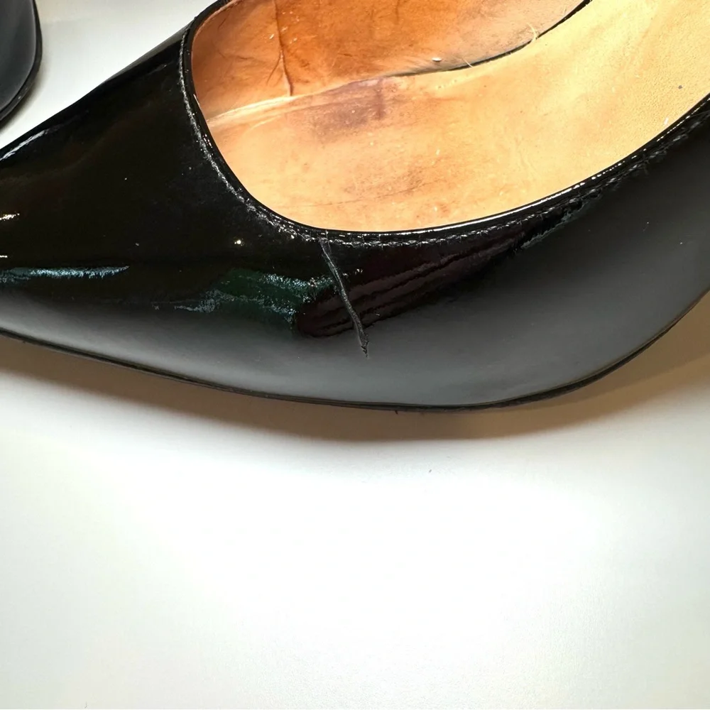 Pour La Victoire Black Patent Leather Stiletto Pump, Size 9